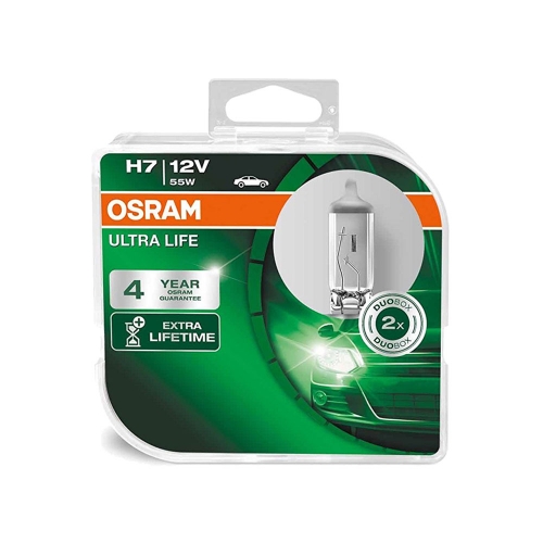 Крушка OSRAM, H7, 12V, 55W, PX26d, ULTRA LIFE, ОСНОВНИ СВЕТЛИНИ, 2 бр.