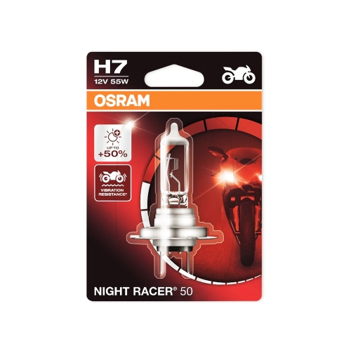 Крушка OSRAM, H7, 12V, 55W, PX26d, NIGHT RACER 50, ОСНОВНИ СВЕТЛИНИ, 1 БРОЙ