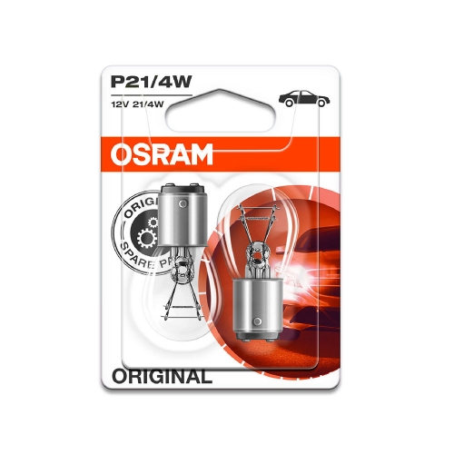 Крушка OSRAM, P21/4W, ORIGINAL, 12V, 21/4W, BAZ15d, МИГАЧИ, 2 бр.