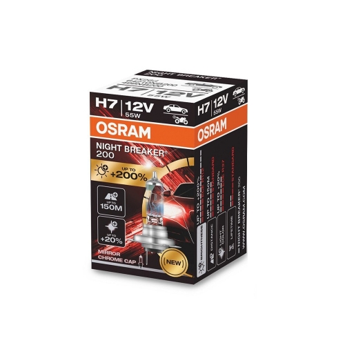 Крушка OSRAM, H7, 12V, 55W, PX26d, NIGHT BREAKER 200, 1 бр. НАЙ-НИСКА ЦЕНА В БЪЛГАРИЯ