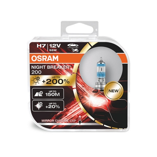 Крушка OSRAM, H7, 12V, 55W, PX26d, NIGHT BREAKER 200, 2 бр. НАЙ-НИСКА ЦЕНА В БЪЛГАРИЯ