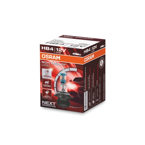 Крушка OSRAM, HB4, 12V, 51W, P22d, NIGHT BREAKER LASER, Next Gen, ОСНОВНИ СВЕТЛИНИ, 1 брой